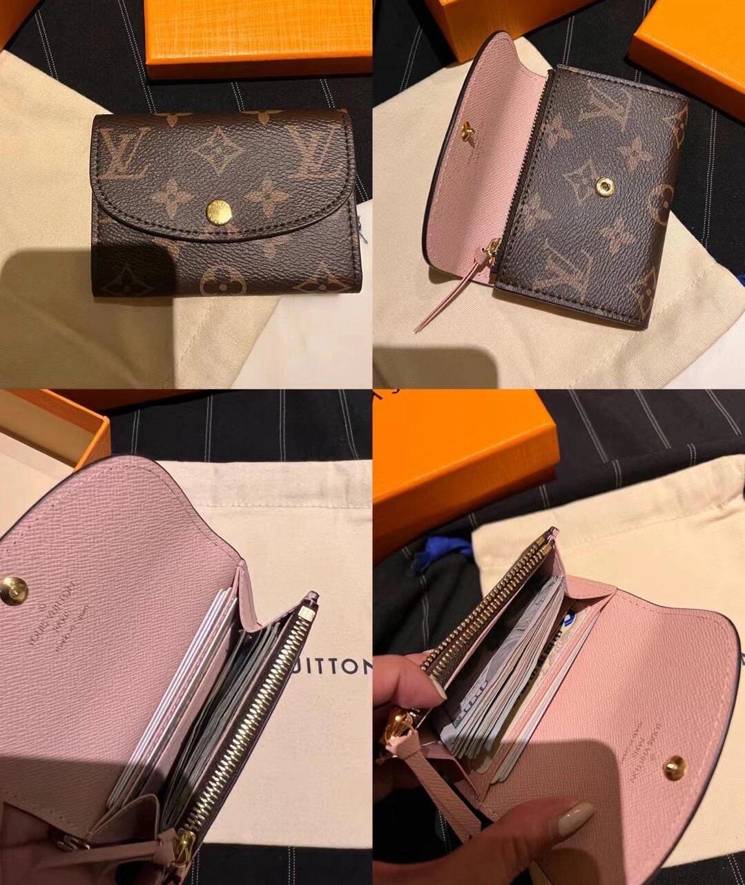 LOUIS VUITTON Rosalie 印花圖案 帆佈 零錢包錢包 女款 芭蕾粉色